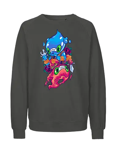 drop of fire - elements, creature, magic, playing card, card, tarot, poker, golden, cyclone, storm, fire, water, rock, king, funny, monster, creatures - Fairtrade Sweatshirt