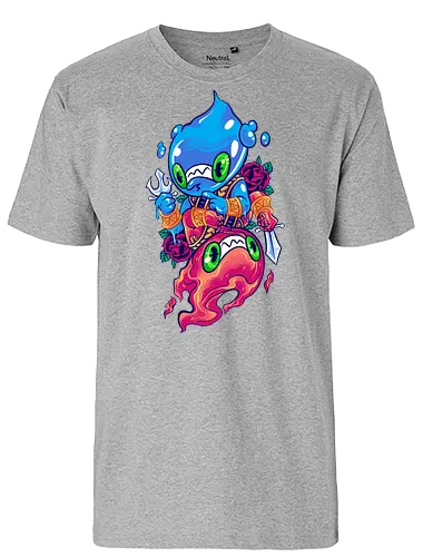 drop of fire - elements, creature, magic, playing card, card, tarot, poker, golden, cyclone, storm, fire, water, rock, king, funny, monster, creatures - Fairtrade T-Shirt