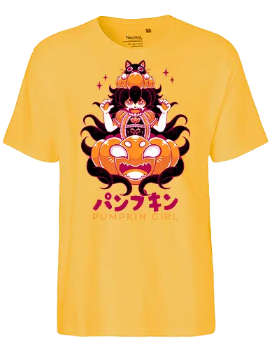 PUMPKIN GIRL - halloween, pumpkin, pumpkin girl, cute, kawaii, fantasy, gothic, lolita, gothic lolita - Fairtrade T-Shirt