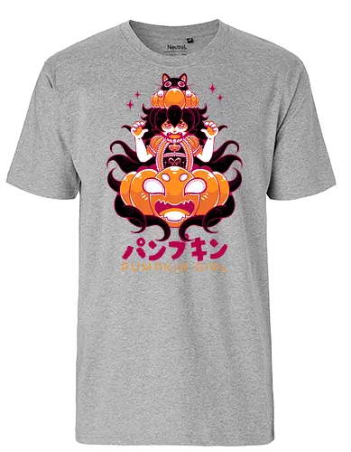 PUMPKIN GIRL - halloween, pumpkin, pumpkin girl, cute, kawaii, fantasy, gothic, lolita, gothic lolita - Fairtrade T-Shirt