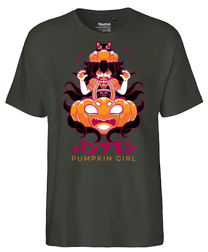 PUMPKIN GIRL - halloween, pumpkin, pumpkin girl, cute, kawaii, fantasy, gothic, lolita, gothic lolita - Fairtrade T-Shirt