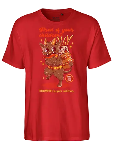 BEWARE THE KRAMPUS - xmas, retro, merry xmas, krampus, joke, vintage, christmas, holidays - Fairtrade T-Shirt