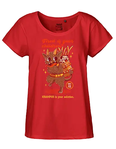 BEWARE THE KRAMPUS - xmas, retro, merry xmas, krampus, joke, vintage, christmas, holidays - Fairtrade Girl Shirt