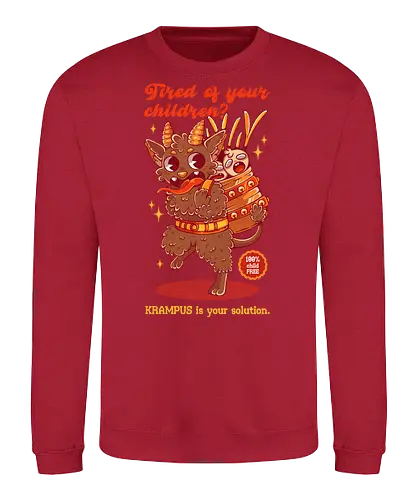 BEWARE THE KRAMPUS - xmas, retro, merry xmas, krampus, joke, vintage, christmas, holidays - Sweatshirt