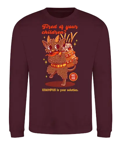 BEWARE THE KRAMPUS - xmas, retro, merry xmas, krampus, joke, vintage, christmas, holidays - Sweatshirt