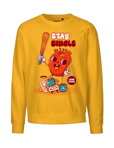 STAY SINGLE - vintage, cupid, valentine, love, heart, single, joke, retro - Fairtrade Sweatshirt