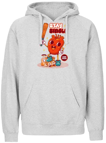 STAY SINGLE - vintage, cupid, valentine, love, heart, single, joke, retro - Fairtrade Hoodie