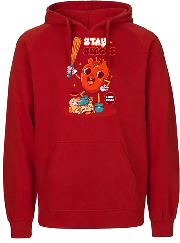 STAY SINGLE - vintage, cupid, valentine, love, heart, single, joke, retro - Fairtrade Hoodie
