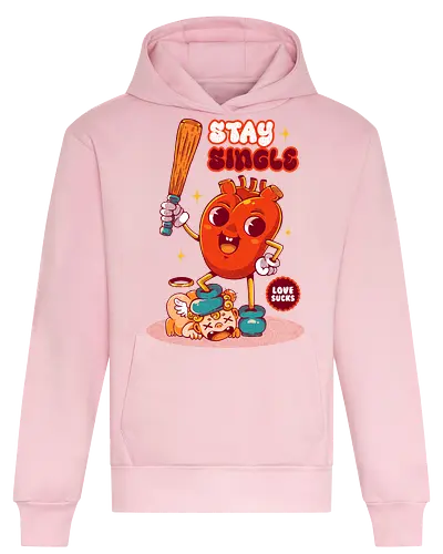 STAY SINGLE - vintage, cupid, valentine, love, heart, single, joke, retro - Heavyweight Hoodie