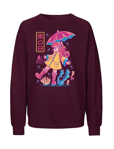 RAINY DAY - rain, rainy, cute, fantasy, surreal, water, cute, kawaii, sea, kids, children, colorful - Fairtrade Sweatshirt