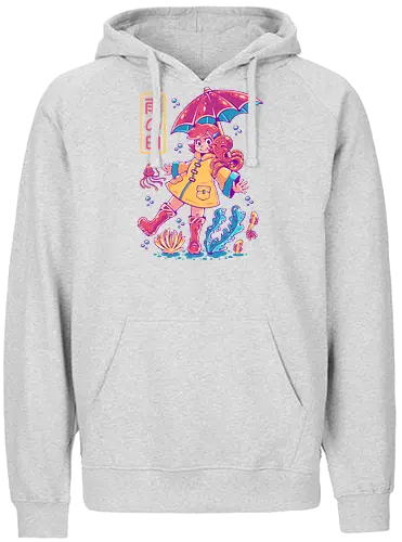 RAINY DAY - rain, rainy, cute, fantasy, surreal, water, cute, kawaii, sea, kids, children, colorful - Fairtrade Hoodie