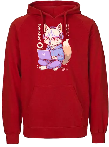 Kitsune Tech Support - kitsune tech support, kawaii fox, cute kitsune, geek fox, anime fox, nerdy animal, coder fox, programmer art, gaming fox, japanese cute art, chibi style, hoodie fox, anime animal, tech support character, pastel fox, fox illustration, fox with laptop, kawaii coding, gamer aesthetic, tech fox, redbubble cute, fox nerd, kawaii geek, japan fox design, cyber animal, fox with glasses - Fairtrade Hoodie