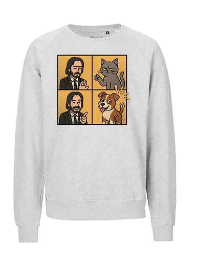 Wick  - wick meme, wick, dog, cat, dog meme, action movies - Fairtrade Sweatshirt