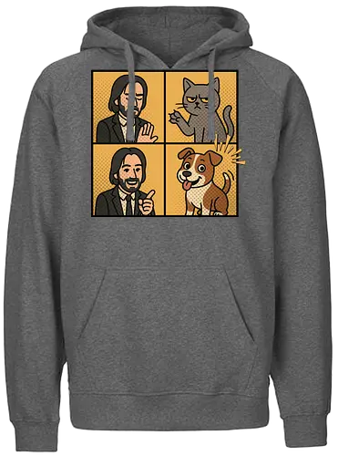 Wick  - wick meme, wick, dog, cat, dog meme, action movies - Fairtrade Hoodie