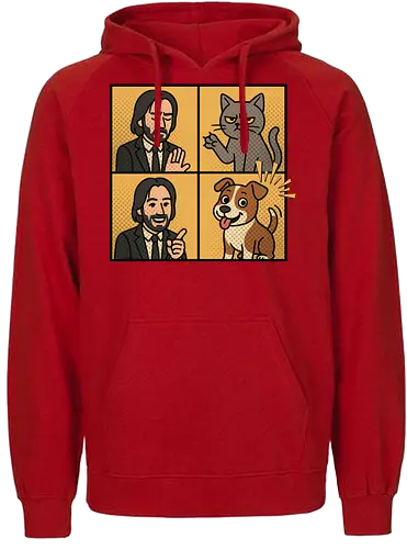 Wick  - wick meme, wick, dog, cat, dog meme, action movies - Fairtrade Hoodie