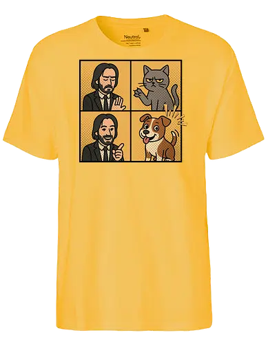 Wick  - wick meme, wick, dog, cat, dog meme, action movies - Fairtrade T-Shirt