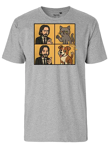 Wick  - wick meme, wick, dog, cat, dog meme, action movies - Fairtrade T-Shirt