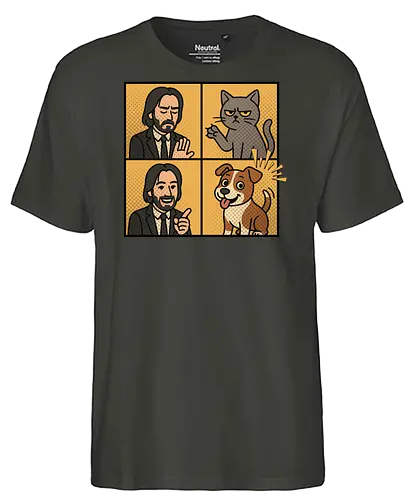 Wick  - wick meme, wick, dog, cat, dog meme, action movies - Fairtrade T-Shirt