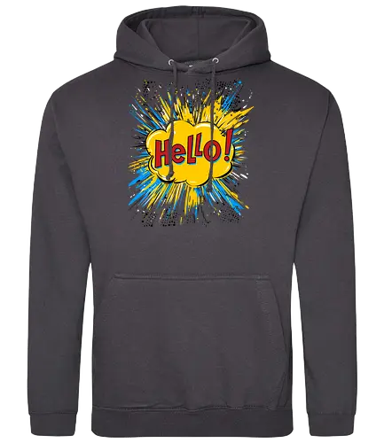 Hello! - typography, comics style, hello, cool, vintage, retro - Standard Hoodie