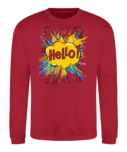 Hello! - typography, comics style, hello, cool, vintage, retro - Sweatshirt