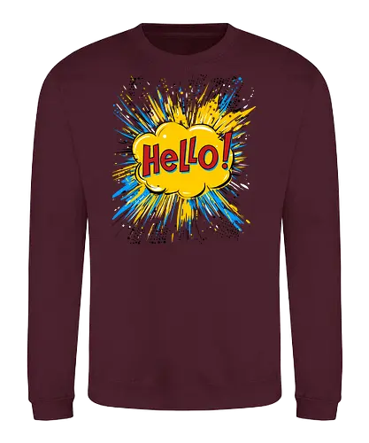 Hello! - typography, comics style, hello, cool, vintage, retro - Sweatshirt