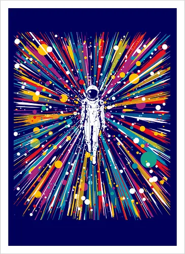High speed state of consciousness - cosmonaut, astronaut, psychedelic, colorfull, space - Artprint