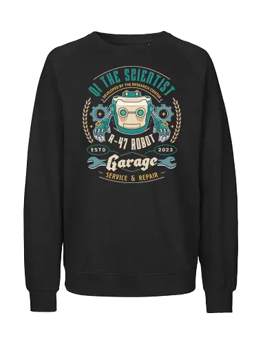 Qi R 47 Garage Emblem - my time at sandrock, my time at portia, my time at evershine, indie game, gaming, gamer, video games, fang, farming simulator, rpg, adventure, harvest, sand, wild yakmel, hazardous ruins - Fairtrade Sweatshirt