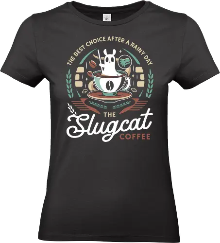Slugcat Coffee Emblem - slugcat, rain world, rainworld, slugcats, slug cat, lizard, gaming, video game, gamer, gamers, game, coffee - Standard T-Shirt (Women)