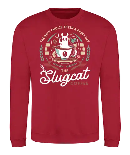 Slugcat Coffee Emblem - slugcat, rain world, rainworld, slugcats, slug cat, lizard, gaming, video game, gamer, gamers, game, coffee - Sweatshirt