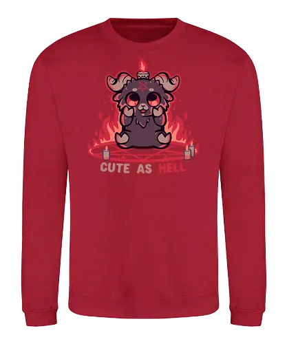 Feeling Cute as Hell - Baphomet, süßer Baphomet, Kawaii Gothic, okkulte Ästhetik, schwarzer Humor, Gothic Chibi, hexenhaft, alternativ, Flammen, Feuer, Pastell Gothic, satanisch aber süß, lustiger Dämon, Ziege, böse Ziege - Sweatshirt