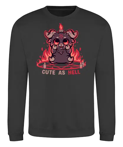 Feeling Cute as Hell - Baphomet, süßer Baphomet, Kawaii Gothic, okkulte Ästhetik, schwarzer Humor, Gothic Chibi, hexenhaft, alternativ, Flammen, Feuer, Pastell Gothic, satanisch aber süß, lustiger Dämon, Ziege, böse Ziege - Sweatshirt