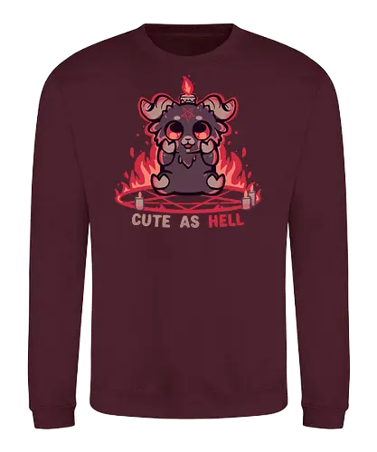 Feeling Cute as Hell - Baphomet, süßer Baphomet, Kawaii Gothic, okkulte Ästhetik, schwarzer Humor, Gothic Chibi, hexenhaft, alternativ, Flammen, Feuer, Pastell Gothic, satanisch aber süß, lustiger Dämon, Ziege, böse Ziege - Sweatshirt
