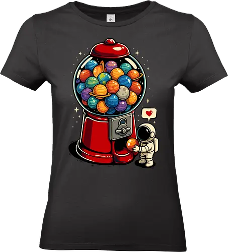 Gumball Galaxy - Retro, Weltraum, LM2Kone, Astronaut, Astronomie, Süßigkeiten, süß, Essen, lustig, lustiges Weltraum-Shirt, Galaxie, Geek, Kaugummi, Kaugummiautomat, Illustration, Planeten, Pop-Art - Standard T-Shirt (Women)