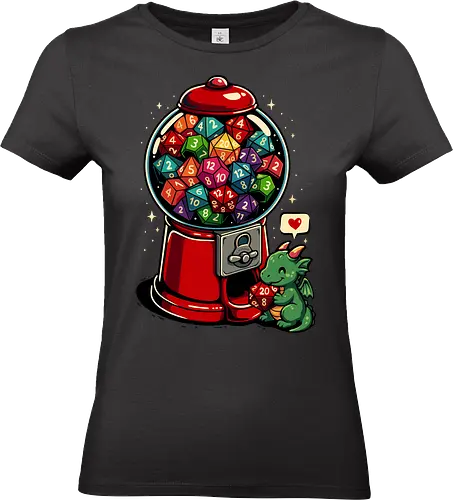 Gumball Dungeon - Retro, Weltraum, LM2 Kone, Würfel, d20, Drache, RPG, Süßigkeiten, süß, Essen, lustig, lustiges RPG-Shirt, Dungeons, Geek, Kaugummi, Kaugummiautomat, Illustration, Rollenspieler, Pop-Art - Standard T-Shirt (Women)