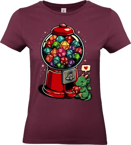 Gumball Dungeon - Retro, Weltraum, LM2 Kone, Würfel, d20, Drache, RPG, Süßigkeiten, süß, Essen, lustig, lustiges RPG-Shirt, Dungeons, Geek, Kaugummi, Kaugummiautomat, Illustration, Rollenspieler, Pop-Art - Standard T-Shirt (Women)