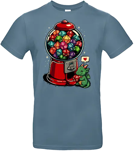 Gumball Dungeon - Retro, Weltraum, LM2 Kone, Würfel, d20, Drache, RPG, Süßigkeiten, süß, Essen, lustig, lustiges RPG-Shirt, Dungeons, Geek, Kaugummi, Kaugummiautomat, Illustration, Rollenspieler, Pop-Art - Standard T-Shirt