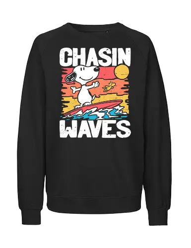 Beagle Summer Surf - Summertime, Summer, Wave, Pet, Dog, Beagle, Beach, Adventure, Classic, Vintage, Retro, Cartoon, Surfing, Surf, Sun, Sunny - Fairtrade Sweatshirt