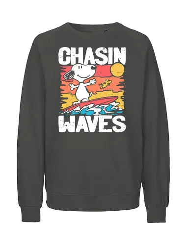 Beagle Summer Surf - Summertime, Summer, Wave, Pet, Dog, Beagle, Beach, Adventure, Classic, Vintage, Retro, Cartoon, Surfing, Surf, Sun, Sunny - Fairtrade Sweatshirt