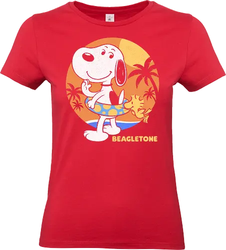 Beagle Sun Block - Summertime, Summer, Wave, Beagle, Beach, Adventure, Classic, Vintage, Retro, Cartoon, Surfing, Surf, Sun, Sunny, Pet, Dog - Standard T-Shirt (Women)