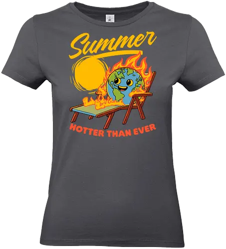 Summer Burn Earth - Hot, Sun, Fire, Earth Day, Earth, Planet, Save The Planet, Surfing, Surf, Beach, Apocalypse, Burning, Sunny, Summer, Global Warming - Standard T-Shirt (Women)