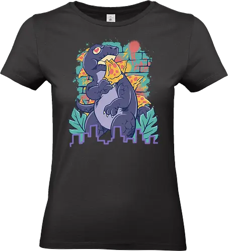 pizzaurus supreme  - pizza, dinosaurus, dino, graffiti, tropical, eat, kaiju, japan, american, love, food, reptile, monster - Standard T-Shirt (Women)