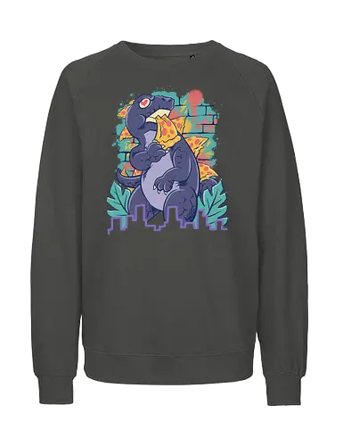 pizzaurus supreme  - pizza, dinosaurus, dino, graffiti, tropical, eat, kaiju, japan, american, love, food, reptile, monster - Fairtrade Sweatshirt