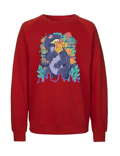pizzaurus supreme  - pizza, dinosaurus, dino, graffiti, tropical, eat, kaiju, japan, american, love, food, reptile, monster - Fairtrade Sweatshirt