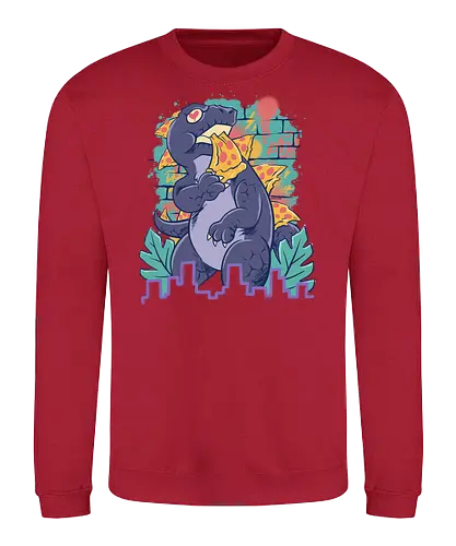 pizzaurus supreme  - pizza, dinosaurus, dino, graffiti, tropical, eat, kaiju, japan, american, love, food, reptile, monster - Sweatshirt