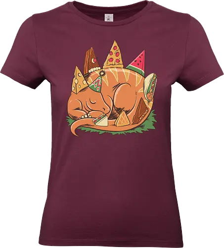 SNACKASAURUS SNOOZE - pizza, dinosaurus, dino, graffiti, tropical, eat, kaiju, japan, american, love, food, reptile, monster, watermelon, tacos, chocolate, birthday, cheese, cake, sandwich, waffle - Standard T-Shirt (Women)