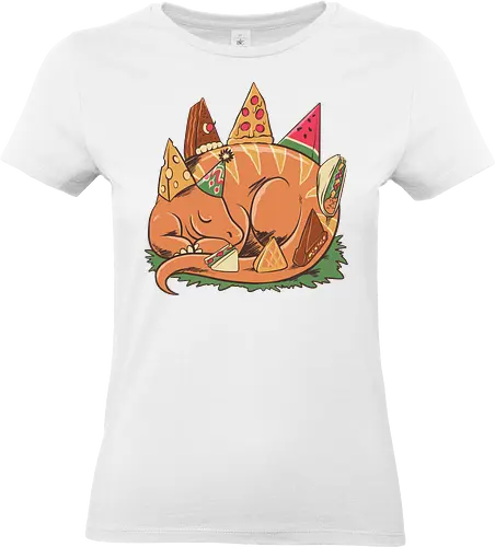 SNACKASAURUS SNOOZE - pizza, dinosaurus, dino, graffiti, tropical, eat, kaiju, japan, american, love, food, reptile, monster, watermelon, tacos, chocolate, birthday, cheese, cake, sandwich, waffle - Standard T-Shirt (Women)