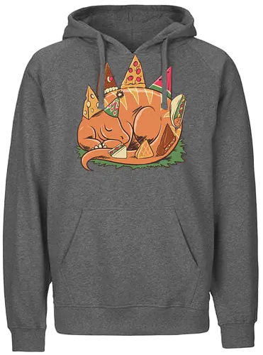 SNACKASAURUS SNOOZE - pizza, dinosaurus, dino, graffiti, tropical, eat, kaiju, japan, american, love, food, reptile, monster, watermelon, tacos, chocolate, birthday, cheese, cake, sandwich, waffle - Fairtrade Hoodie