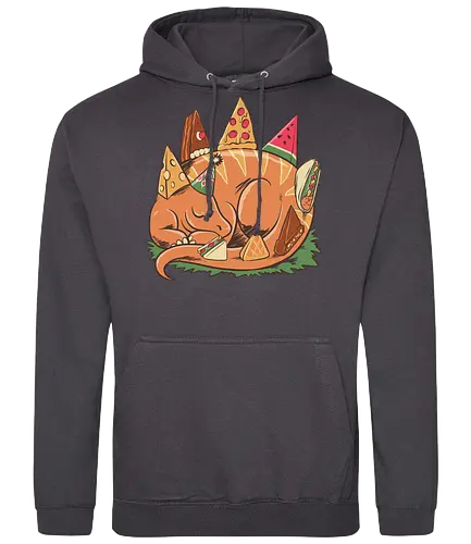 SNACKASAURUS SNOOZE - pizza, dinosaurus, dino, graffiti, tropical, eat, kaiju, japan, american, love, food, reptile, monster, watermelon, tacos, chocolate, birthday, cheese, cake, sandwich, waffle - Standard Hoodie