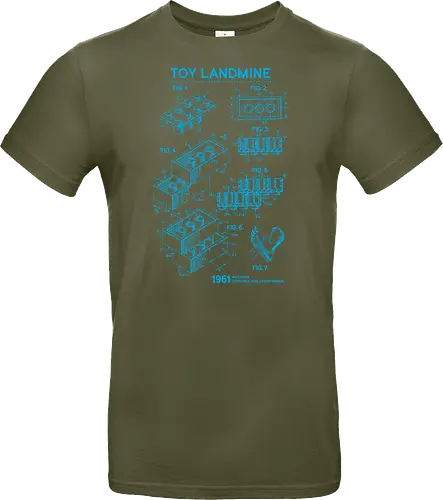 Toy Trap Blueprint - Lego, legos, funny, bricks, lego blueprint, blueprint, inventor, toys on floor, dad, fathers day, humour, toy mat, box of toys, foot, standing on toys - Standard T-Shirt