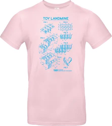 Toy Trap Blueprint - Lego, legos, funny, bricks, lego blueprint, blueprint, inventor, toys on floor, dad, fathers day, humour, toy mat, box of toys, foot, standing on toys - Standard T-Shirt